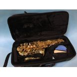 A Jupiter saxophone and fitted case