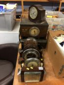 Six Deco mantle clocks and a clocking in clock