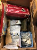 Box of assorted including postcards, watch cases, 1st Day Covers etc.