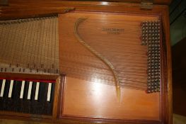 A walnut cased Clavichord by Robert Morley of London, numbered 1077. 111cm length, 39cm wide