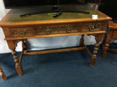 Old Charm desk, with leather inset top