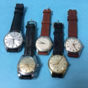 Five gents wristwatches; including Seiko, Junghans etc.