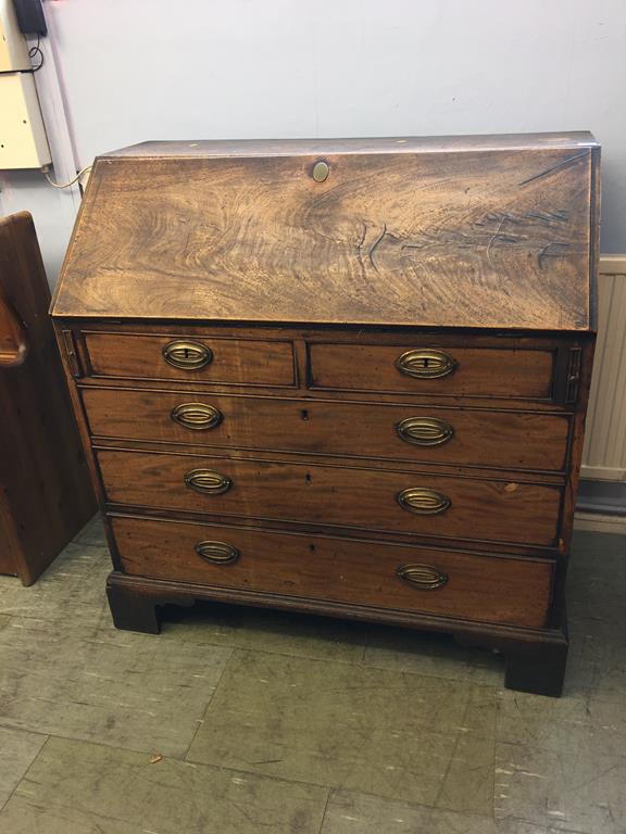 A Georgian mahogany bureau, 101cm wide