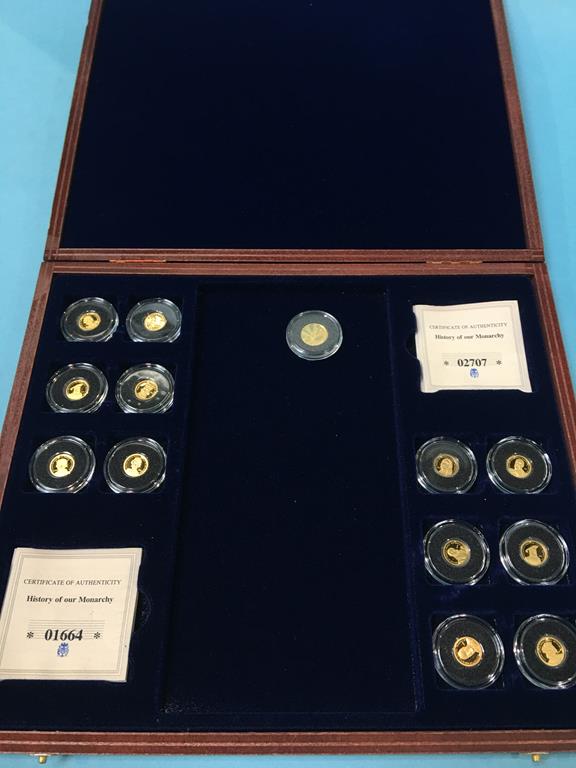 Twelve History of our Monarchy, 24ct & 15ct gold coins and one other