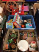 Three trays of assorted Vintage toys and games