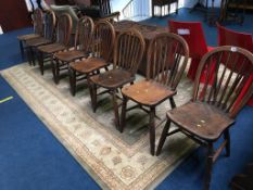 Set of eight elm seat Windsor chairs