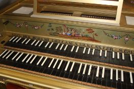 A Harpsichord by Robert Deegan of Lancaster, MCMXCV, the gold coloured outer case decorated with