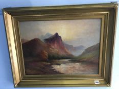 Unsigned, oil on board, Highland landscape