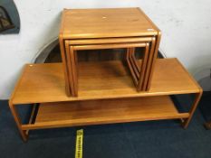 Teak nest of tables and matching coffee table