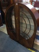 An Art Deco walnut china cabinet, 110cm wide