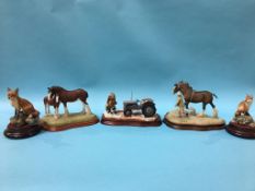 Border Fine Arts model 'Mare and Foals', two sitting foxes, 'Show Day at Darrowby' and 'An Early