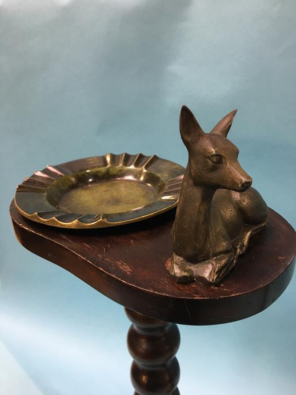 Two turned wood ashtray stands, each surmounted with a dog on one and a fawn on the other - Image 3 of 4