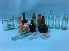 An Antique wine bottle and a collection of advertising bottles from Alnwick, Gateshead, Barnsley,