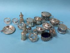 Collection of silver cruets etc.