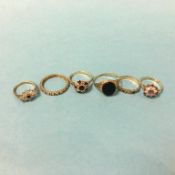 Five 9ct rings, 11 grams and one other