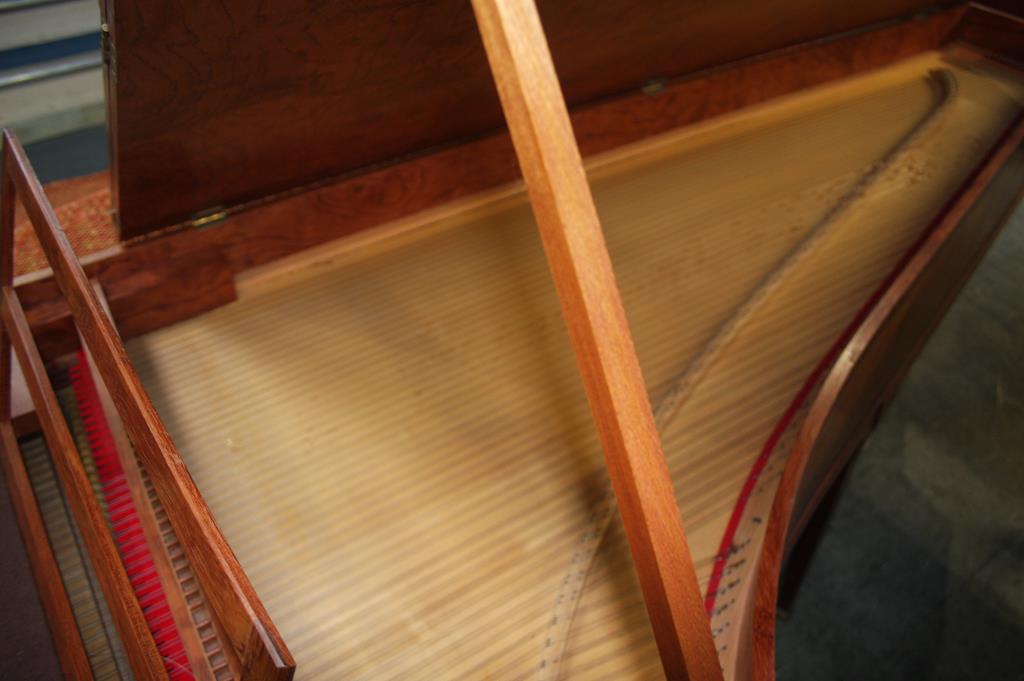 A piano by Dennis Woolley Dent (dated 1994), in a walnut case, supported on square tapering legs. - Image 4 of 9