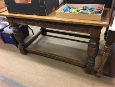 An oak refectory table, 137cm x 90cm