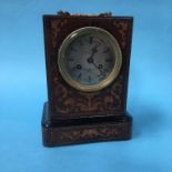 An Edwardian and marquetry inlaid mantle clock, William Marr a Paris, with eight day movement,