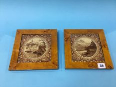 Two framed Minton wall tiles