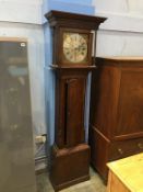 A 19th century oak long case clock by John Varley, with silvered dial, two subsidiary dials and