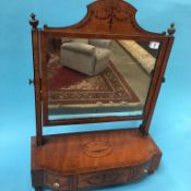 An Edwardian satinwood and decorative dressing table mirror