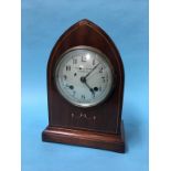 An Edwardian mahogany mantel clock, with 8 day movement, by Robert W. Bloom, 35cm height