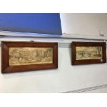 Pair of oak framed hunting prints, 'Pheasant shooting' and 'Wild Duck shooting', 16.5 x 41cm