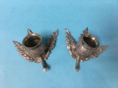 Pair of thistle shape plated salts