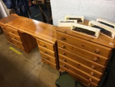 Two pine chest of drawers and a dressing table