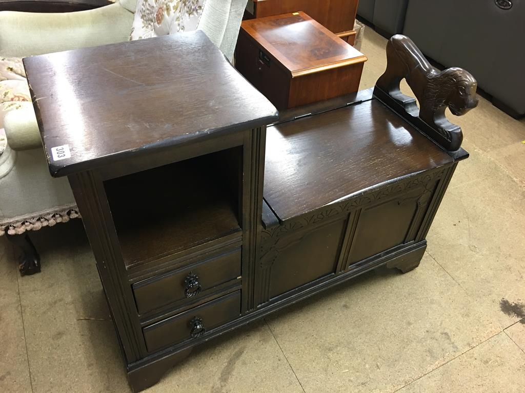 Oak telephone seat