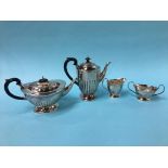 A silver plated four piece tea set