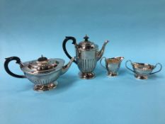 A silver plated four piece tea set