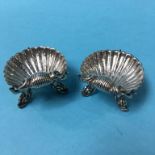 Pair of silver shell shaped salts