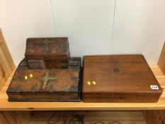 A walnut writing slope and an oak box