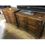 An oak hostess trolley and an oak hifi cabinet