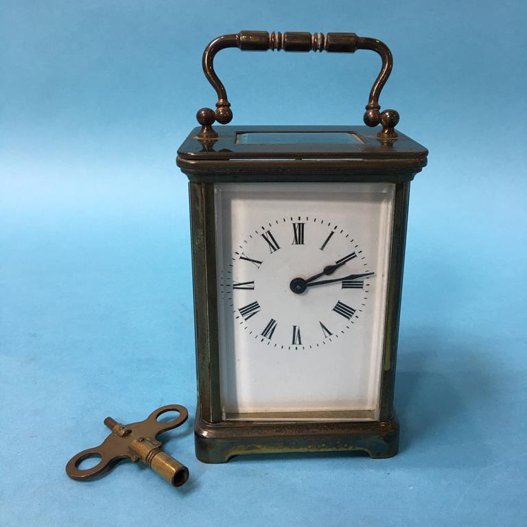 A brass carriage clock