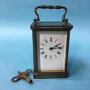 A brass carriage clock