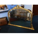 A modern gilt overmantel mirror, 143 x 104cm