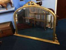 A modern gilt overmantel mirror, 143 x 104cm