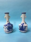 A pair of blue and white Oriental vases