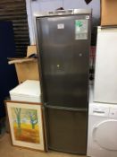 An AEG silver fridge freezer
