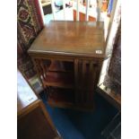 An Edwardian mahogany and marquetry inlaid revolving bookcase, 46cm wide