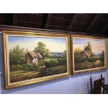 W. Collins, pair, oil on canvas, signed, 'Country Landscape', 60 x 90cm