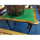 A walnut Queen Anne style fold over card table, 76cm wide