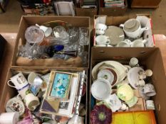 Four boxes of china and glass to include Maling and Carlton Ware etc.