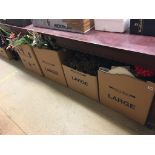 Four boxes of dried / plastic flowers