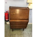 A teak fall flap bureau, 68cm wide