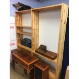 A pair of pine open bookcases