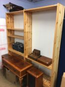 A pair of pine open bookcases