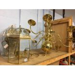 A brass light fitting and two others (3)